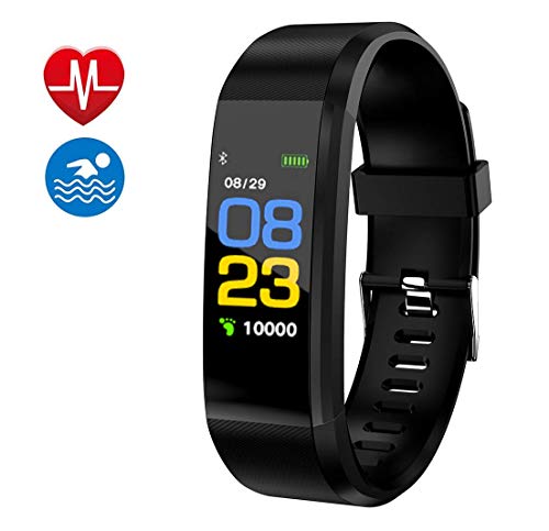 Product Cover Smart Watch Fitness Tracker, Fitness Watch,Heart Rate Monitor, Waterproof Smart Fitness Band with Step Counter, Calorie Counter, Pedometer Watch for Kids Women and Men (Black)