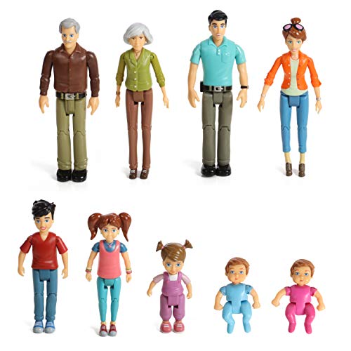 Product Cover Beverly Hills Doll Collection TM Sweet Li'l Family Set 9 Action Figures- Grandpa, Grandma, Mom, Dad, Sister, Brother, Toddler, Twin Boy & Girl- Super Durable & Updated 2019 Edition