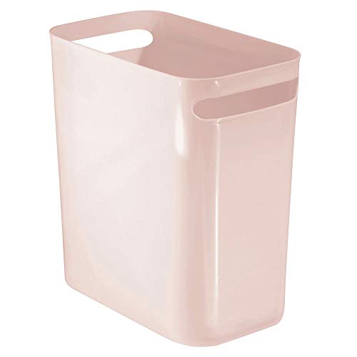 Product Cover mDesign Slim Plastic Rectangular Large Trash Can Wastebasket, Garbage Container Bin with Handles for Bathroom, Kitchen, Home Office, Dorm, Kids Room - 12