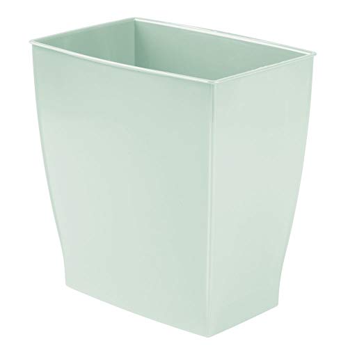 Product Cover mDesign Rectangular Trash Can Wastebasket, Small Garbage Container Bin for Bathrooms, Powder Rooms, Kitchens, Home Offices - Shatter-Resistant Plastic - Mint Green