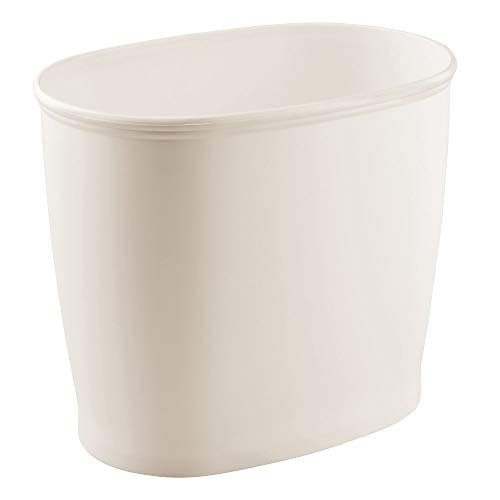 Product Cover mDesign Modern Oval Plastic Small Trash Can Wastebasket, Garbage Container Bin for Bathroom, Kitchen, Laundry Room, Home Office, Dorms - Cream