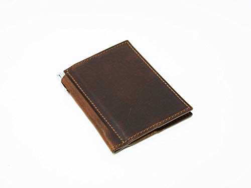 Product Cover Small Leather Notebook with Pen Holder 3x4 Refillable Mini Journal Cover for Extra Small Moleskine Volant Notebook Handcrafted in USA from Full-Grain Horween Leather (Chestnut)