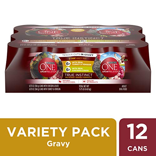 Product Cover Purina ONE Natural Gravy Wet Dog Food Variety Pack, SmartBlend True Instinct Tender Cuts - (12) 13 oz. Cans