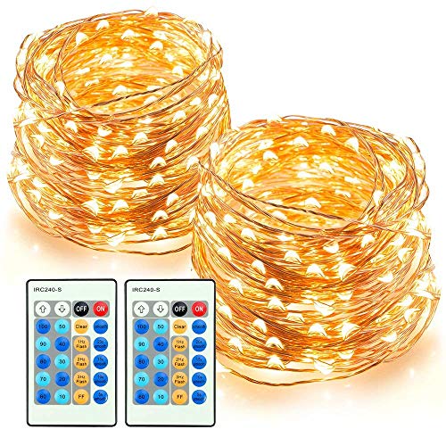 Product Cover TaoTronics LED String Lights 66ft 200 LEDs Dimmable Festival Decorative Lights for Seasonal Holiday, Complete Waterproof,UL Listed(Copper Wire Lights,Warm White)-2 Pack
