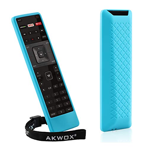 Product Cover [2 Pack] Silicone Case for Vizio XRT122 Smart TV Remote, AKWOX [Shock Proof] Protective Cover Case for VIZIO Smart LCD LED TV Vizio XRT122 Remote with Lanyard (Blue)