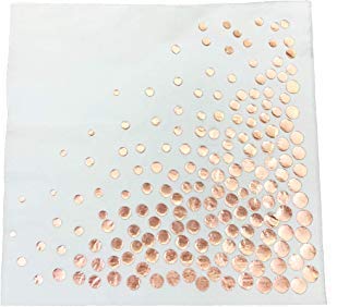 Product Cover Rose Gold Cocktail Luncheon Party Napkins: 6.5-Inch, 100-Pack, Disposable Paper Napkin Set with Foil Polka Dot Design - Decorations and Supplies for Wedding, Bridal, and Baby Shower Parties, Rose Gold