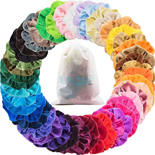 Product Cover EAONE 45 Colors Hair Scrunchies Velvet Elastic Hair Ties Scrunchy Hair Bands Ponytail Holder Headbands for Women Girls Hair Accessories, 45 Pieces