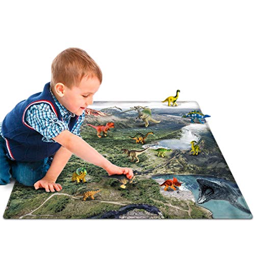 Product Cover Dinosaur Toys with Play Mat, 18 Pieces Educational Realistic Dinosaur Figures and 28.5