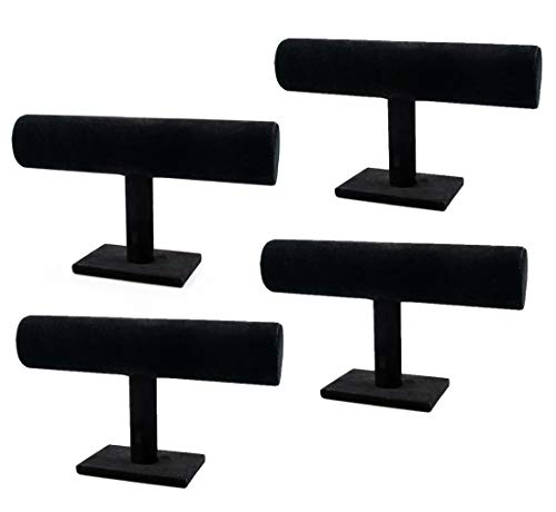 Product Cover Foraineam 4-Pack Black Velvet T-Bar Jewelry Display Stands Watch Necklace Bracelet Organizer
