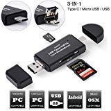 Product Cover Microware Memory Card Reader, Micro SD Card/TF USB C Compact Flash Card Reader and 3 in 1 USB Type C/Micro USB Portable sdxc SD Card Adapters for PC & Laptop & Tablets & Smart Phones with OTG Function