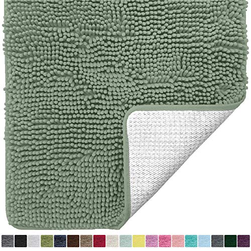 Product Cover Gorilla Grip Original Luxury Chenille Bathroom Rug Mat, 24x17, Extra Soft and Absorbent Shaggy Rugs, Machine Wash Dry, Perfect Plush Carpet Mats for Tub, Shower, and Bath Room, Sage Green