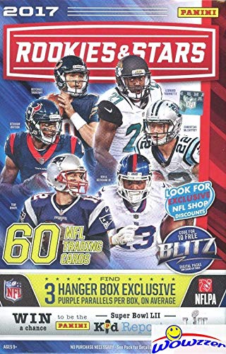 Product Cover 2017 Panini Rookies & Stars NFL Football HUGE 60 Card Factory Sealed HANGER Box with 3 EXCLUSIVE PURPLE PARALLELS! Look for RC & Autos of PATRICK MAHOMES, Mitch Trubisky,Deshaun Watson & More! WOWZZER