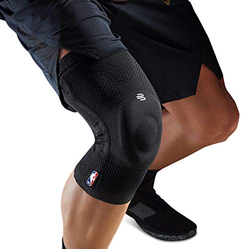 Product Cover Bauerfeind GenuTrain NBA Knee Brace - Basketball Support with Medical Compression - Sleeve Design with Patella Pad Gel Ring for Pain Relief & Stabilization (Black, L)