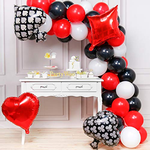 Product Cover PartyWoo Casino Balloons, 54 pcs Red Black and White balloons, 4 Casino Mylar Balloons, Casino Night Balloons, Casino Party Balloons for Las Vegas Decorations, Casino Party Decoration, Casino Birthday