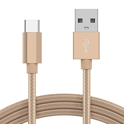 Product Cover USB Type C Cable Charger 6ft - by TalkWorks | Braided Heavy Duty Fast Charging USB C Cable for Google Pixel, Samsung Galaxy S10 / S9 / S8, Moto, LG, Nintendo Switch - Gold