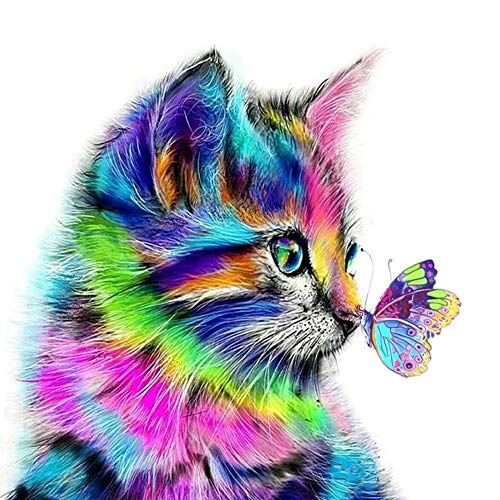 Product Cover iFymei Paint by Number Kits Paintworks Acrylic DIY Oil Painting for Kids and Adults Beginner Animals Canvas(Color Cats and Butterflies)