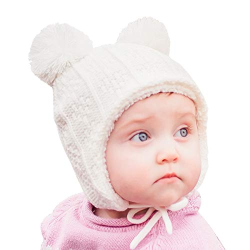 Product Cover JAN & JUL Baby Toddler Winter Beanie Bear Hat Earflap Fleece Lined, Knit Mittens or Hat & Mittens Set