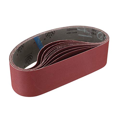 Product Cover Miady 4-Inch x 36-Inch Aluminum Oxide Sanding Belts, 80/120/150/240/400 Assorted Grits, 10-Pack