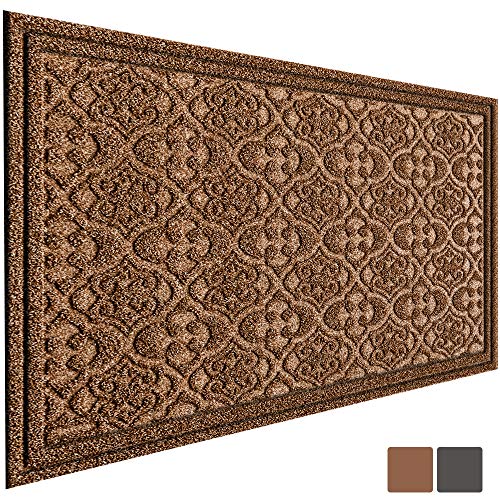 Product Cover Outdoor Door Mat for Front Door 36 x 24 inch Welcome Mat Debris Mud Trapper Outside Rubber Floor Mat Rug Large Extra Thick Textured Outdoor Mat for Entryway Frontgate Waterproof Non Slip Outdoor Brown