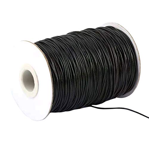Product Cover Yzsfirm 1mm 175 Yards Jewelry Making Beading and Crafting Macrame Black Waxed Cord Thread for Braided Bracelet DIY Making