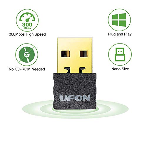 Product Cover USB WiFi Adapter 300Mbps Plug and Play WiFi Dongle for PC Desktop Laptop,Wireless Network Adapter Support Windows 10/8/8.1/7/XP,Nano Size No CD Needed ...