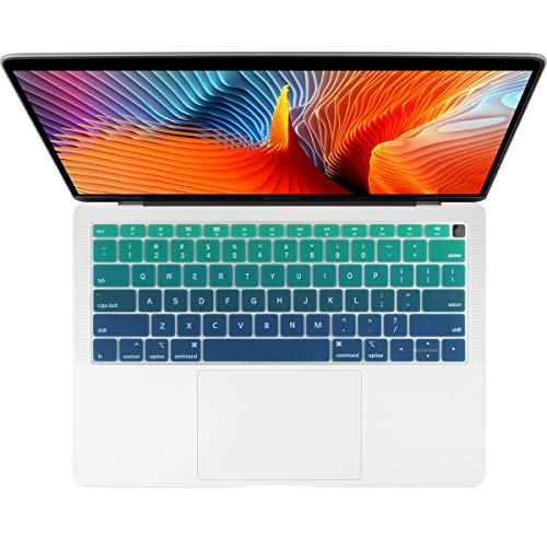 Product Cover Batianda Gradient Color Keyboard Cover for New 2019 2018 MacBook Air 13 inch (with Touch ID Retina Display) Model:A1932 Ultra Thin Silicone Keyboard Protector Skin (Green)
