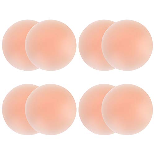 Product Cover Diravo 4 Pair Round Pasties for Women Silicone Nipplecovers Reusable Adhesive Invisible Nippless Bra Nude