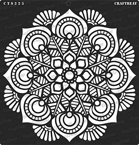 Product Cover CrafTreat Stencil - Mandala - Reusable Painting Template for Journal, Home Decor, Crafting, DIY Albums, Scrapbook, Decoration and Printing on Paper, Floor, Wall, Tile, Fabric, Wood 12x12 inches