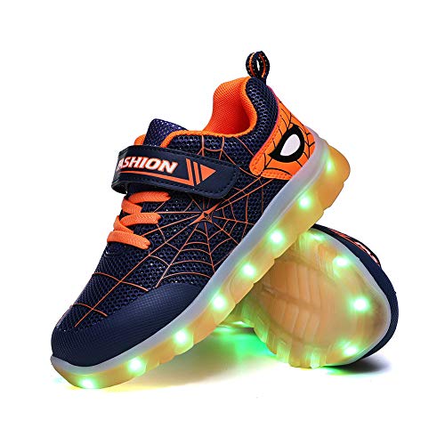 Product Cover YUNICUS Kids Light Up Shoes Led Flash Sneakers with Spider Upper USB Charge for Boys Girls Toddles