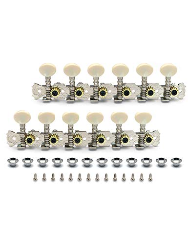 Product Cover Metallor 12 Strings Acoustic Guitar Tuning Pegs Chrome Plated Machine Heads Single Hole 6L 6R.