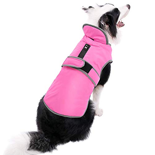 Product Cover MIGOHI Reflective Waterproof Windproof Dog Coat Cold Weather Warm Dog Jacket Reversible Stormguard Winter Dog Vest for Small Medium Large Dogs (Pink, XXXL)