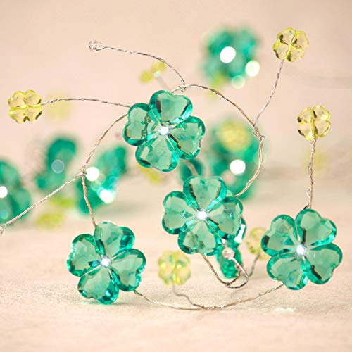 Product Cover Impress Life Shamrocks Lucky Clover Handmade String Lights, Feast of St. Patrick Green Decoration Copper Wire 10ft 30LEDs with Remote Battery and Plug in Operated for Holiday Wedding Party