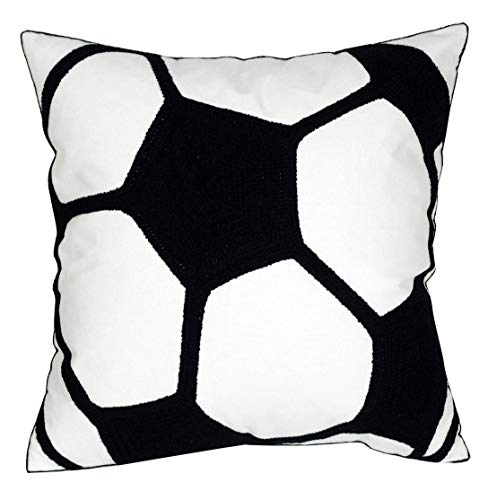 Product Cover DECOPOW Embroidered Soccer Throw Pillow Covers,Square 18 inch Decorative Canvas Pillow Cover for Soccer Room Decor(Cover Only)