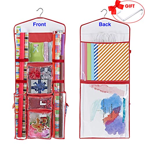 Product Cover ProPik Hanging Double Sided Wrapping Paper Storage Organizer with Multiple Pockets Organize Your Gift Wrap, Gift Bags Bows Ribbons 40
