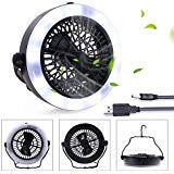 Product Cover KEIMIX Camping Fan with Lights, USB Powered or Battery Operated, The Best Camping Equipment for Truck Tent, Fishing, Emergencies, Hurricanes, Outages