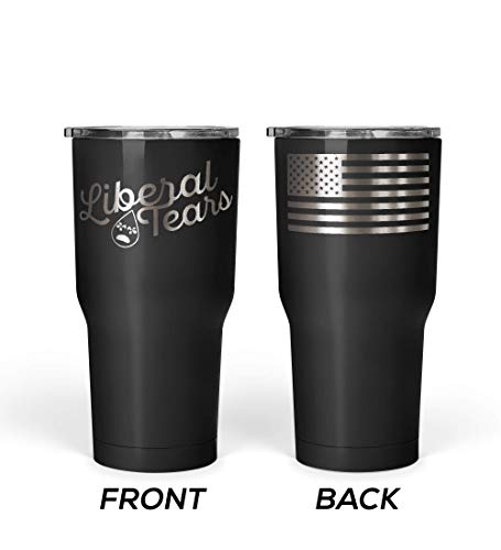 Product Cover We The People - Liberal Tears Mug - Stainless Steel Travel Mug with American Flag - 30 oz Insulated Tumbler - Conservative Political Gifts - Anti Liberal Merchandise (Black)