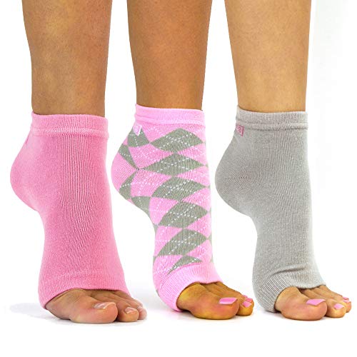 Product Cover Freetoes Toeless Socks- 3 Pairs.1-Pink, 1-Pink Argyle, 1 Gray