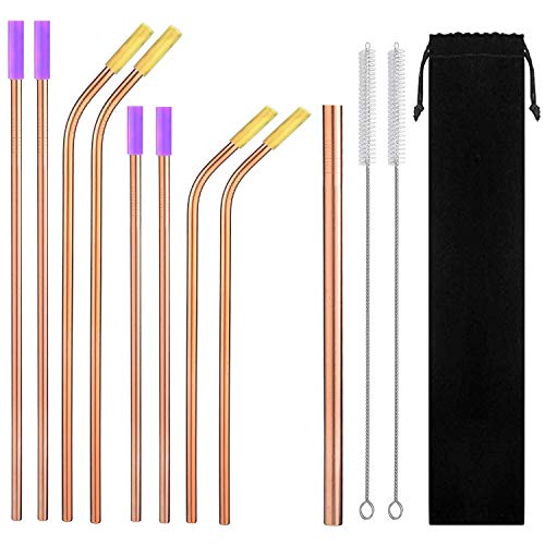 Product Cover Eskyhouse Rose Gold Metal Straws Stainless Steel Straws 8.5