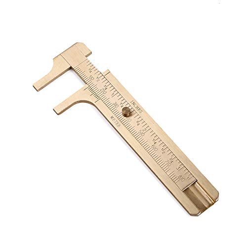 Product Cover Juland Retro Vernier Caliper Copper Alloy Mini Brass Sliding Pocket Caliper Metal Double Scale for Measuring Gemstones and Jewelry Components Bead Wire Guitar Repair 80 mm /3.15