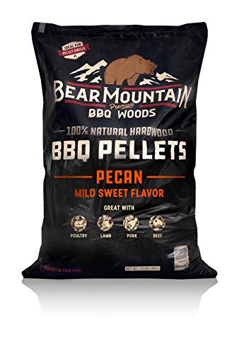 Product Cover Bear Mountain BBQ 100% All-Natural Hardwood Pellets - Pecan (20 lb. Bag) Perfect for Pellet Smokers, or Any Outdoor Grill | Mild, Sweet, Smoky Wood-Fired Flavor