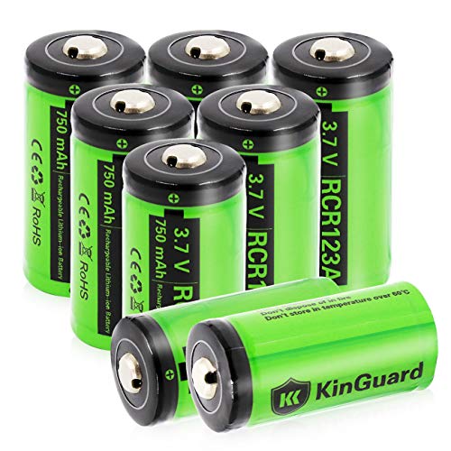 Product Cover RCR123A Rechargeable Batteries KinGuard 8 batteries  3.7V 750mAh CR123A Li-ion Battery for Arlo Camera VMC3030 VMK3200 VMS3330 3430 3530 Security System Flashlight