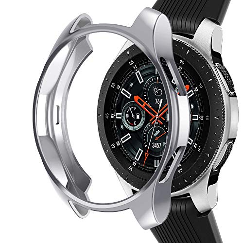 Product Cover Case Compatible Samsung Galaxy Watch 46mm, NaHai TPU Slim Plated Case Shock-Proof Cover All-Around Protective Bumper Shell for Galaxy Watch 46mm SM-R800 Smartwatch, Silver