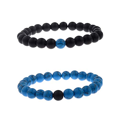 Product Cover CNLQ Distance Strand Bracelets for Lovers Couples Matching Gift Matte Agate 8mm Bead Stone