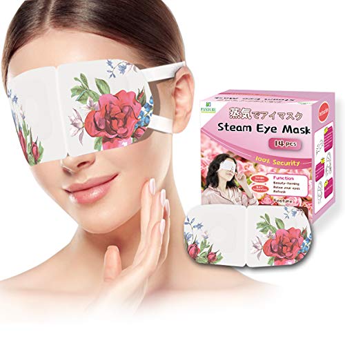 Product Cover 14 Pack Steam Eye mask, Disposable Moist Heating Compress Pads for Sleeping, Relief Eye Fatigue (Rose)