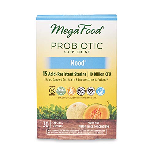 Product Cover MegaFood, Mood Probiotics, Shelf-Stable Dietary Supplement with 10 Billion CFU and Extramel, 30 Servings (30 Capsules)