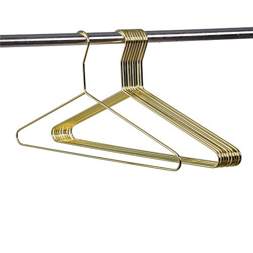 Product Cover Quality Gold Modern Heavy Duty Metal Hangers - Clothing Thin Compact Hanger - Coated Metal Hangers for Wardrobe - Shirt Pants Slim Hanger - 10 Pack