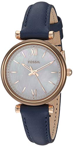 Product Cover Fossil Women's Carlie Mini Quartz Leather Watch, Color: Blue (Model: ES4502)