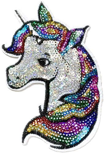 Product Cover Iron on Patches#19,Unicorn Sequin Embroidered Kids Patches, DIY Badge Patches Clothing Cute Patch by BossBee