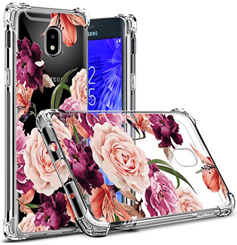 Product Cover Osophter Compatible with Samsung Galaxy J7 2018 Flower Case,Samsung J7 Refine Floral Case Shock-Absorption Flexible TPU Rubber Soft Silicone Galaxy J7 Star (Clear Flower)
