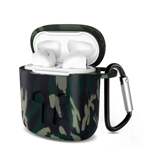 Product Cover HSWAI Airpods Case Protective Silicone Cover and AirPods Accessories Shockproof Case Compatible with Apple Airpods 1 & AirPods 2.(Green Camouflage)